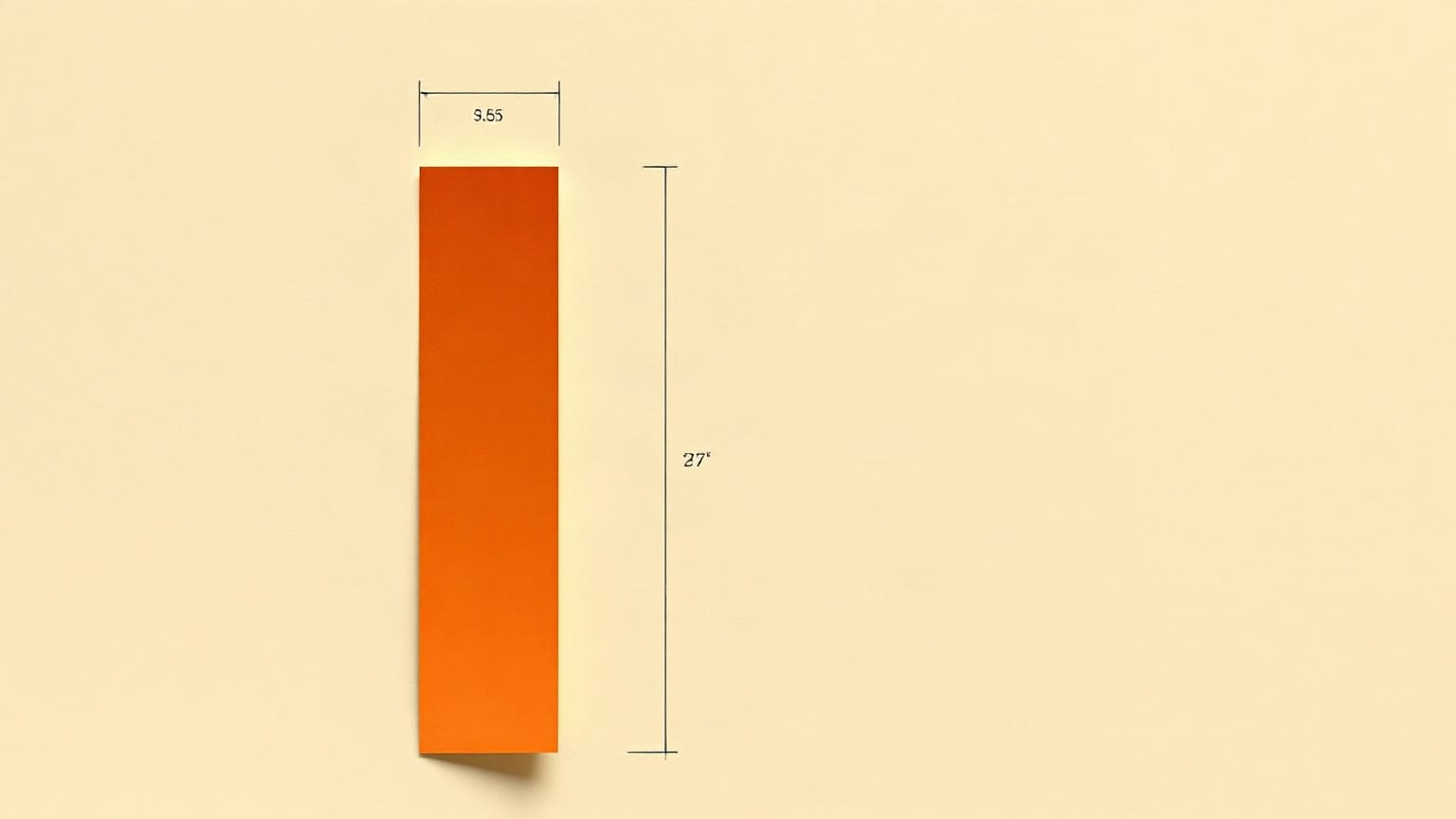 Two terracotta paper columns on a warm sand ground, one narrow and tall and one broad and short, with a burnt-orange line running level across both